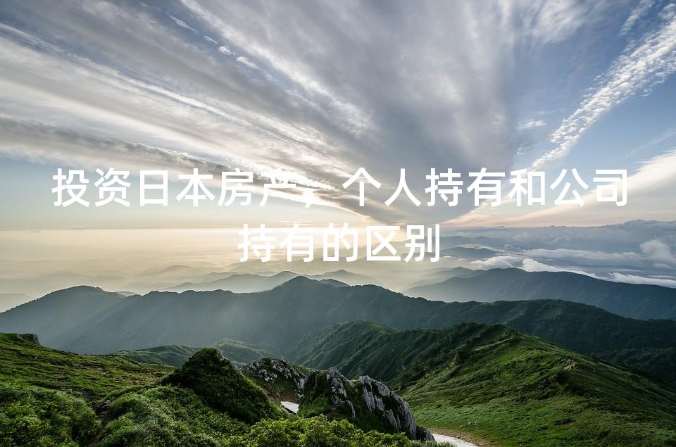投资日本房产，个人持有和公司持有的区别