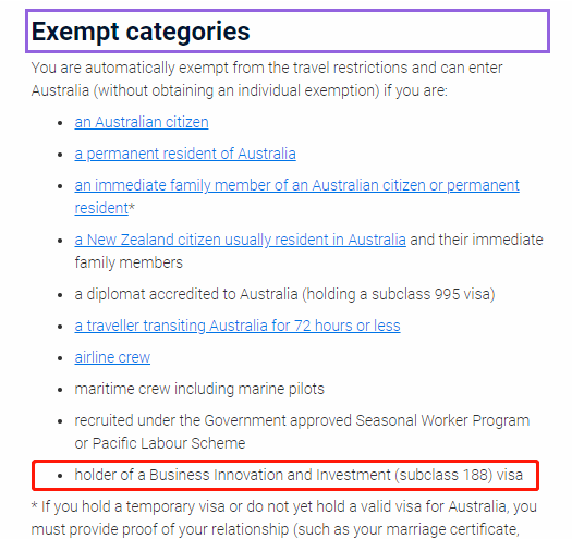 澳大利亚188移民签证持有人可入境澳大利亚啦