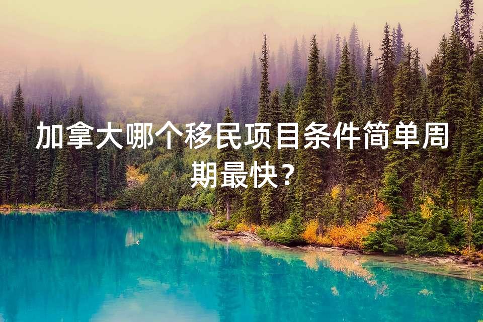 加拿大哪个移民项目条件简单周期最快? 加拿大哪个移民项目条件简单周期最快?