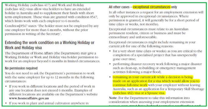 澳洲462签证如何为同一雇主工作6个月以上? 澳洲462签证如何为同一雇主工作6个月以上?