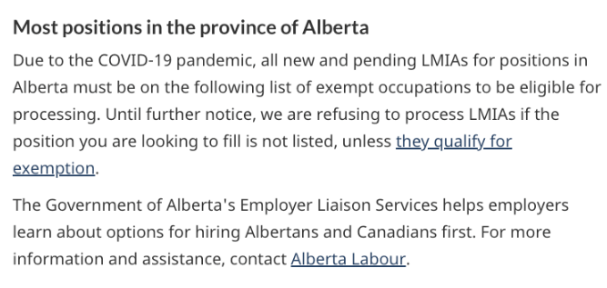 注意，以后这些职位已经不能申请加拿大LMIA