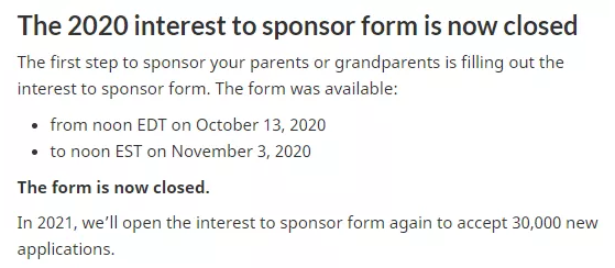 2021年加拿大父母团聚移民沿用抽签制