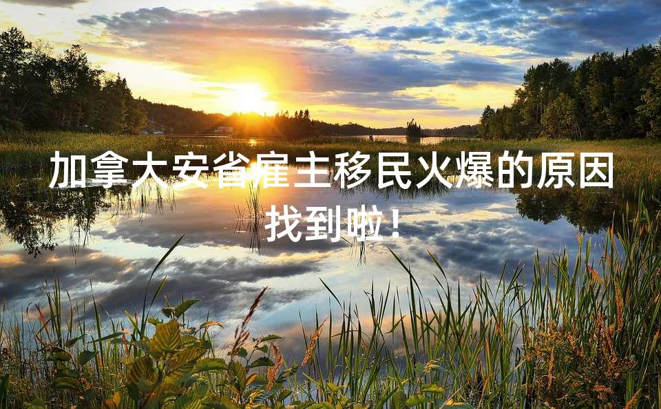 加拿大安省雇主移民火爆的原因找到啦！